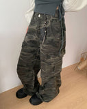 Pim Military Camo Pocket Cargo Bootcut Cotton Long Pants