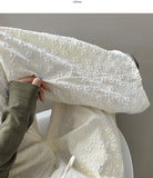 Fluffy Flower Embossed Banding Wide Pants