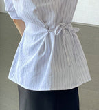 Raven Stripe Strap Puff Shirt