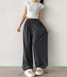 Two-way String Rustling Nylon Span Balloon Wide Banding Pants