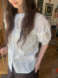 Dodo Lace Puff Short Sleeve Blouse