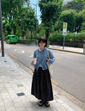 Kime Ribbon Banding Strap Cotton Long Skirt