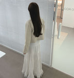 Semi crop leather blouson rider jacket