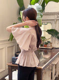 Lines Flare Pintuck Shirring Blouse