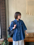 [unisex] Billud Denim Over Short Sleeve Shirt