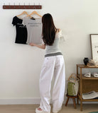Layered Lettering See-through Short Sleeve T-shirt