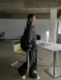 Stung Leather Track Balloon Zip-Up