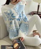 [Wool 10%] Special Round Snowflake Knit