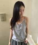 Miseka Lace Button V-Neck Sleeveless