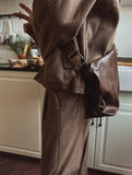 Leather shirring buckle cross bag