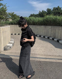 Posh black blue cargo long skirt