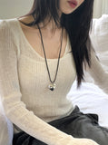 Roche Silver Bold Heart Strap Necklace