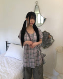 Selmin Check Short Sleeve One Piece