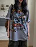 Vintage carwash print loose short sleeve