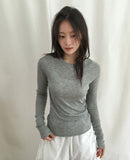 Nohidi Tencel Layered Loose Fit Long Sleeve Tee