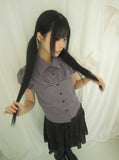 Coated Check Short Sleeve Blouse