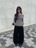 Clun Cut Wide String Cargo Pants