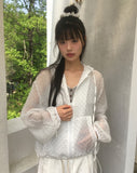 Onyu see-through frill dot windbreaker zip-up