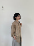 [unisex] Pweep Vintage Stripe Over Linen Shirt