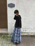 Juel Vintage Check Banding Long Skirt