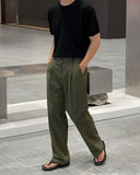 Sharp Linen Wide Banding Pants