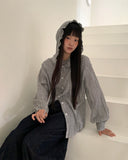 Ju-ring Frill Check Hooded Long Sleeve SH