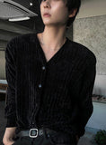 Velour Ribbed V-neck Cardigan