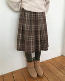 Siha Pleated Midi Check Skirt