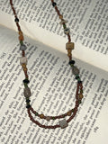 Skal Vintage Layered Beaded Gemstone Necklace