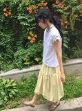 Kira Shirring Cut Nylon Midi Skirt