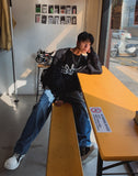 Tres line wide balloon denim