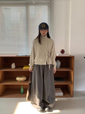 Kanpapo High Neck Wrap Knit Cardigan