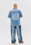 WASHED DENIM HALF SHIRT
