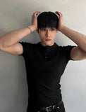 Muscle Fit Round Short Sleeve Knit