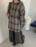 Hyukenli Check Over Hood Long Sleeve Shirt
