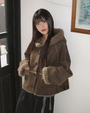 [MADE/Brushed Lining] Harbin Fluffy Suede Mustang Hood Short Coat