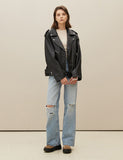 [Real Leather] Lambskin Cropped Double Rider Jacket