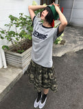 DOUBLE FRILL CAMO SKIRT