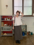 Domuri Ribbon Seersucker Short Sleeve Blouse