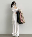 Two-Way Banding Wide Jogger Poly Pants