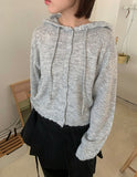 Ponidi Punching Hood Wool Knit Cardigan
