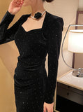 Older Cubic Bolero Velvet Long One Piece
