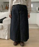 Rijin Raw Denim Long Skirt