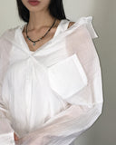 Keon pleats see-through shirt