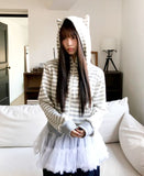 Nean Neko Stripe Two-Way Hood Zip-Up