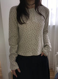 Shuji Flower Waffle Henley Neck Long Sleeve Tee