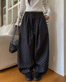 Meni Dot Pintuck Balloon Wide Pants