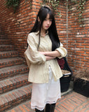 [MADE] Kael Color Matching Stripe Loose Fit Long Sleeve Shirt