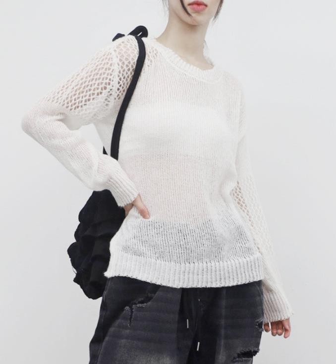 NONCODE(ノンコード) - ティーエヌシースルーアヤニット / Tien see-through mesh knitwear – einz.jp