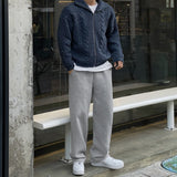 Foren cable zip-up cardigan knit